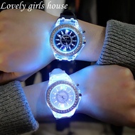 【♡Lovely girls house♡】Popular Night Light Diamond Watch Water Proof LED Flash Couple Watch for Men Women Sale Now Free Shipping Silicone Geneva Fossil Watch