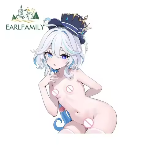 EARLFAMILY 13cm X 9.4cm Furina Genshin Impact Wall Sticker Amusing Scratch Proof Rearview Mirror Win