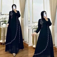 Elvira dress, modern black, premium gamis for weddings, ceruty material, luxurious aesthetic muslima