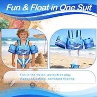 Adjustable Arm Floats (22-66lbs) For 2-6 Years Old Kids, Detachable Crotch & Shoulder Strap Swimming