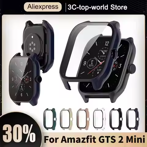 Case + Glass for Huami Amazfit GTS 2 Mini Smart Watch Bumper Frame Protector for Amazfit GTS 2 Mini