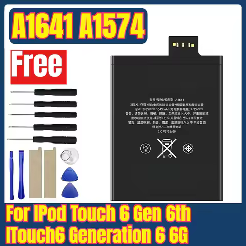 A1641 A1574 Mobile Phone Batteries for IPod Touch 6 Gen 6th ITouch6 Generation 6 6G 1043mAh Full Bat