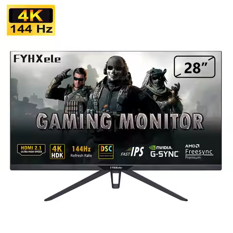 FYHXele 28" 4K 144Hz PC Gaming Monitors IPS Panel Type C LCD Display 1ms FreeSync G-Sync HDR400 DP H