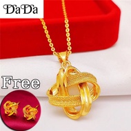 Pure 916 Gold Necklace Female Gold Retro Style Chinese Knot Pendant Clavicle Chain
