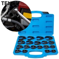 [TENOL] 19x 3/8in 1/2in Drive Flare Nut Crowfoot Wrench Set 8mm to 32mm, Crowfoot