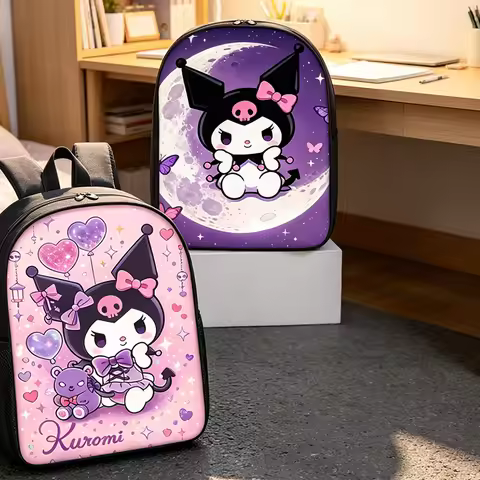 Kuromi Sanrio Backpack for Women Student Schoolbag Cartoon Cute Bookbag Anime Rucksack Waterproof La