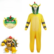 Super Mario Bowser Cosplay Costume:Adults Yellow Onesie, Hooded Jumpsuit for Halloween & Party Perfo