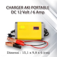 Charger Aki 6A 12V Lengkap dengan Lampu Indikator Premium / Cas Aki Mobil Dan Motor Otomatis Charger Accu Alat Cas Aki 6 ampere dengan Indikator Lampu Led / Lampu Led