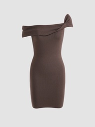 Cider Knit Solid Asymmetrical Dress