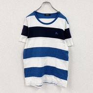 BURBERRY BLACK LABEL短袖T卹，條紋，白、藍、黑三色，3碼，古著