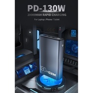 GXM 130W PD Power Bank 20000mAh Type C Fast Charge Laptop Phone Tablet Powerbank Portable Charger 10