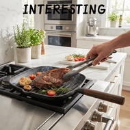 INTERESTING Steak Skillet‌, Wooden Handle Uncoated Non Stick Frying Pan, Durable Multifunctional Spo