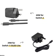 Switch AC Adapter 39W Fast Charging for Nintendo Switch V1 / V2 / OLED / Lite USB Type-C Charger Loc