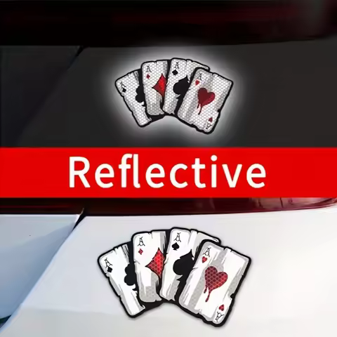 3D Reflective Spade A Motorcycle Sticker - Durable PET decal for scooters and bicycles, black and wh