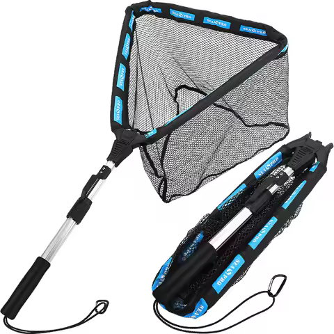 WEIHE 1PC Telescopic Portable Floating Triangular Folding Fishing Landing Net Fishing Net