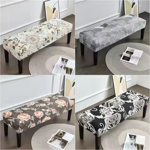 1pc Solid Color S Stool Cover Stretch Piano Stool Case Rectangle Hotel Bed Stool Cover Furniture Pro