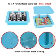 (Minor Defect) 42 in 1 Family Board Game Set Travel-Friendly Checkers Snakes Ladders Draught Racing 
