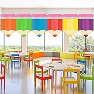 6 Pcs Classroom Curtains for Windows, Colorful Pencil Classroom Window Cover for Kindergarten Daycar