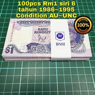 Rm1 siri 6 100pcs 1 stack rm1 lama duit kertas lama duit Malaysia lama barang antik barang lama A893