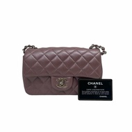 【CHANEL】Classic Flap Bag CF20 粉色 Lambskin 銀扣 迷你口蓋包（二手）J2453