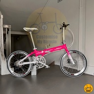 Fnhon Blast 22” • 9 Speeds Shimano Litepro 451 Folding Foldable Foldie Bicycle Bike Pink White Dahon Tern Bifold Crius