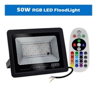 รสชาติที่บ้าน RGB LED ฟลัดไลท์ AC 220V 50W 100W กลางแจ้ง RGB สปอร์ตไลท์ IP66ไฟถนนกันน้ำ LED ด้วยรีโม