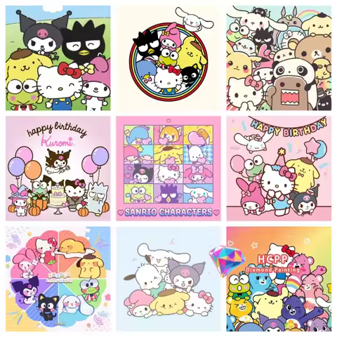 Cute New Hello Kitty And Friends Diamond Painting Kit Square Round Diamond 5D DIY Mosaic Handmade Ar