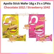 Apollo Stick Wafer 16g x 3's x 1Pkts Chocolate 1012 / Strawberry 1042 Pumpkin Mall