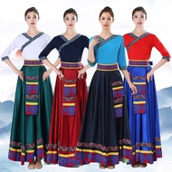 T Tibetan Dance Costume Ethnic Tibetan Skirt Ethnic Big Swing Skirt Square Dance Practice Long Skirt