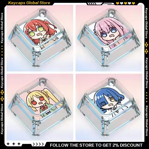 BOCCHI THE ROCK Serie Transparent Cartoon Keycaps Gotoh Hitori/Ijichi Nijika/Yamada Ryo/Kita Ikuyo A
