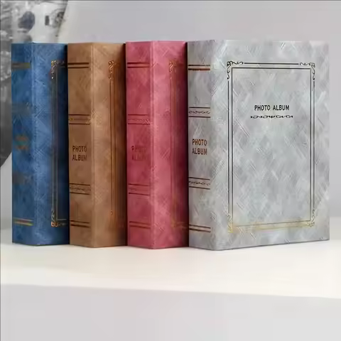 Vintage Style Photo Album with Transparent Pages – 4x6 Inch, 200 Photo Capacity, Elegant Wedding, Bi