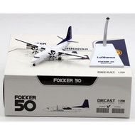 SA2022 Alloy Collectible Plane Gift JC Wings 1:200 TEAM LUFTHANSA Fokker 50 Diecast Aircraft Model D-AFKU With Stand