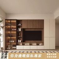 電視櫃 TV cabinet 滿墻電視櫃 可上門度尺 可訂造 包送貨 全屋定制 電視櫃茶几組合 實木電視櫃 實木櫃 儲物櫃 茶几 木台 包送貨 大容量 省空間 收納分區 I-IDS1201-2F