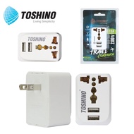 ปลั๊กแปลง TOSHINO รุ่น PU-E Travel Adapter ไม่ลามไฟ USB ชาร์ต 2.1A เต้ารับ Universal