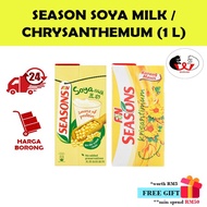 F&N Seasons Air Kotak Soya(1L*12)/Soya Milk & Teh Bunga/Chrysanthemum（1L*12）