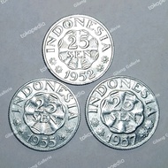 Set Uang Koin Kuno 25 Sen Garuda Tahun 1952,1955,1957 Cuci Bagus