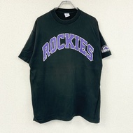 SELEM MLB科羅拉多洛磯隊短袖印花T卹，單線縫製，黑色，XL碼，古著