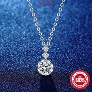 AGIAO PT950 Multipurpose Platinum Gold Round Zircon Hanging Necklace for Women