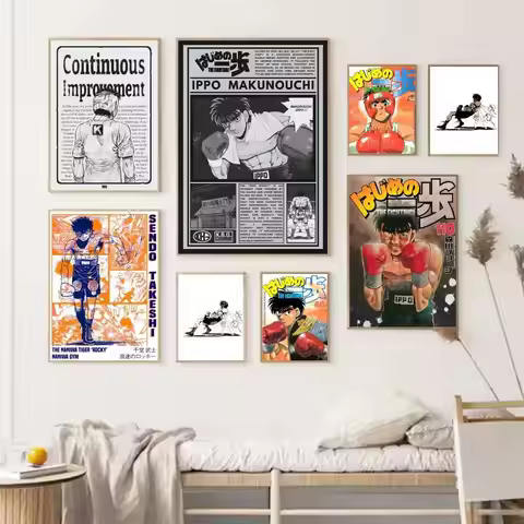 1PC Anime H-Hajime No Ippo Poster Self-adhesive Art Waterproof Paper Sticker Coffee House Bar Room W