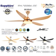 Sapphire FM7228K Ceiling Fan 56” 1420mm DC Motor 6 Speed Forward + 6 Speed Reverse 5 ABS Blades With