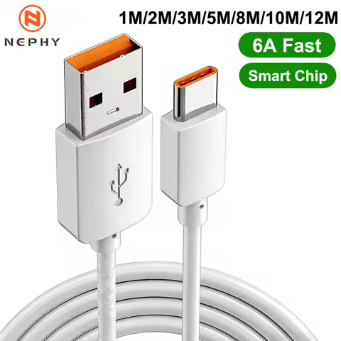 6A Fast Charging USB Type A To C Cable For Samsung Xiaomi Mi Redmi Huawei LG 1 M/2/3/5/810/12 Meter