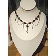 Black bead gothic with love center necklace unisex necklace for women necklace for men gothic access