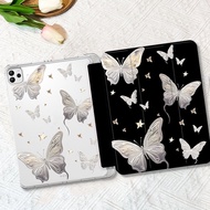 For iPad Case Cartoon Silver Butterfly iPad Gen10 Gen9 Gen8 Gen7 Gen6 Gen5 Silicone TPU Three Fold i
