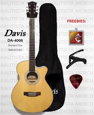 Original Davis Standard Size "40 Acoustic Guitar Cutaway, Adjustable Truss Rod with Allen Wrench, Guitar Bag, Capo, Pick and Extra Strings (Natural)