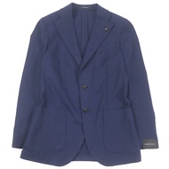 全新 Gabriele Pasini 羊毛骷髏頭翻領胸針。單排扣無襯裡西裝外套，修身剪裁，海軍藍，44 碼，附衣架。正品，義大利製。