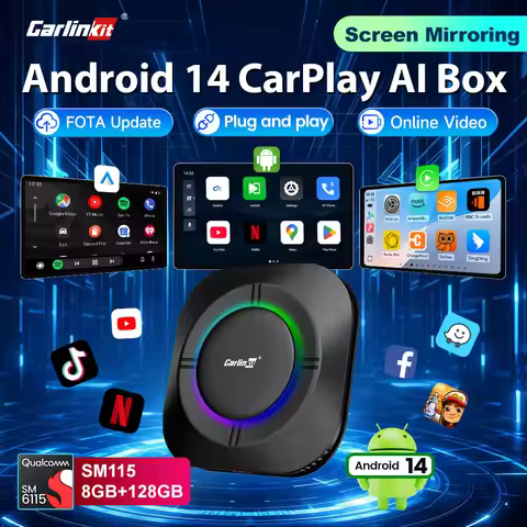 CarlinKit 4-In-1 Android 14 TV Box CarPlay Ai Box 8G+128GB Wireless Android Auto Screen Mirroring On