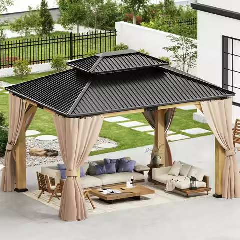 10'×12' Outdoor Gazebo, Wood Gazebo (10x12 FT), Customized