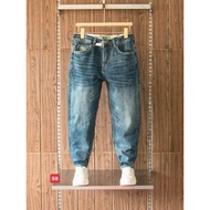 Blue men's jeans with tapered pattern printed, youthful, comfortable and cool design T-FASHION 24H M