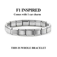 Italian Charm F1 Inspired (1pc charm w/WHOLE BRACELET) Stainless Steel Bracelet with Elastic Link