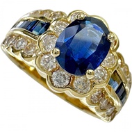 Size 12 Sapphire 1.25ct Diamond 0.87ct Ring, K18 Gold, 7.7g, Women's [Used]